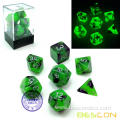 Bescon Two-Tone Glow-in-the-Dark Polyhedral Dice Set BLUE DAWN, Luminous RPG Dice Set d4 d6 d8 d10 d12 d20 d% Brick Box Pack